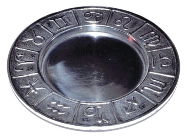 4 3/4" Zodiac Pillar holder/ Smudge plate - Click Image to Close