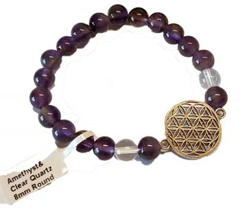 8mm Amethyst/ Quartz with Flower of Life - Click Image to Close