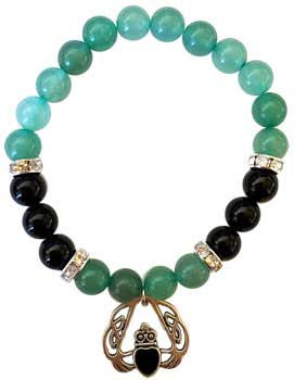 8mm Green Aventurine/ Black Onyx with Heart - Click Image to Close