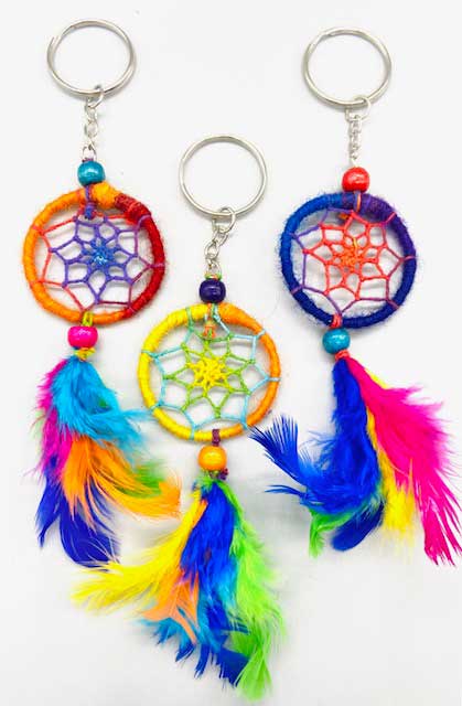 (set of 6) 2" Rainbow dreamcatcher keychain