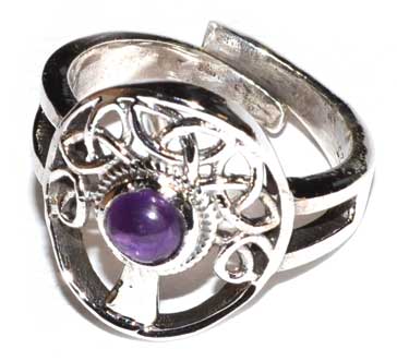 Tree amethyst adjustable ring - Click Image to Close