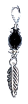 Feather pendant with black onyx bead - Click Image to Close