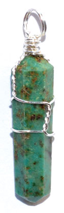 Chrysocolla wire wrapped point - Click Image to Close
