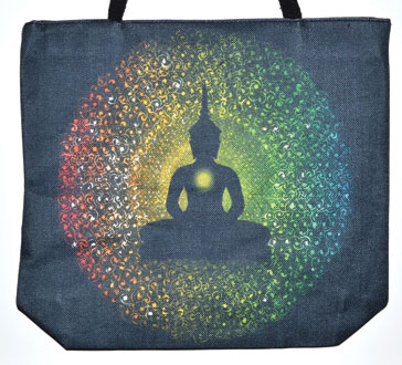 14" x 16" Buddha jute tote bag - Click Image to Close