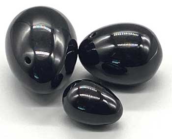 (set of 3) Black Obsidian Yoni eggs - Click Image to Close