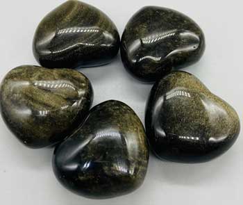 2" Obsidian, Golden heart - Click Image to Close