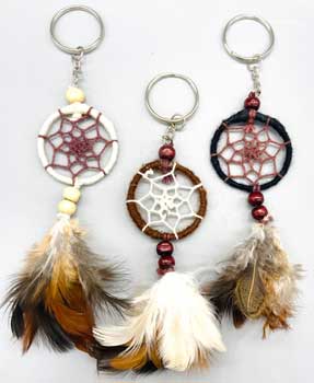 (set of 6) 2" Natural dreamcatcher keychain - Click Image to Close
