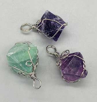 Wire Wrapped Fluorite octahedron - Click Image to Close