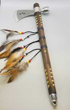 19" Prayer Pipe (tomahawk & feather) - Click Image to Close